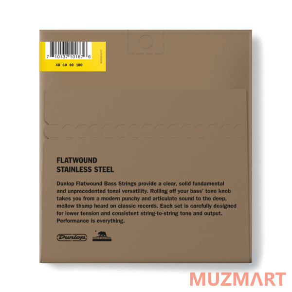 Dunlop DBFS40100M Flatwound Stainles Steel Medium Scale Струны для бас-гитары