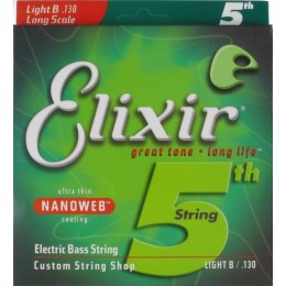 Elixir 15430 Nanoweb Light B Одиночная 5-я струна для бас гитары